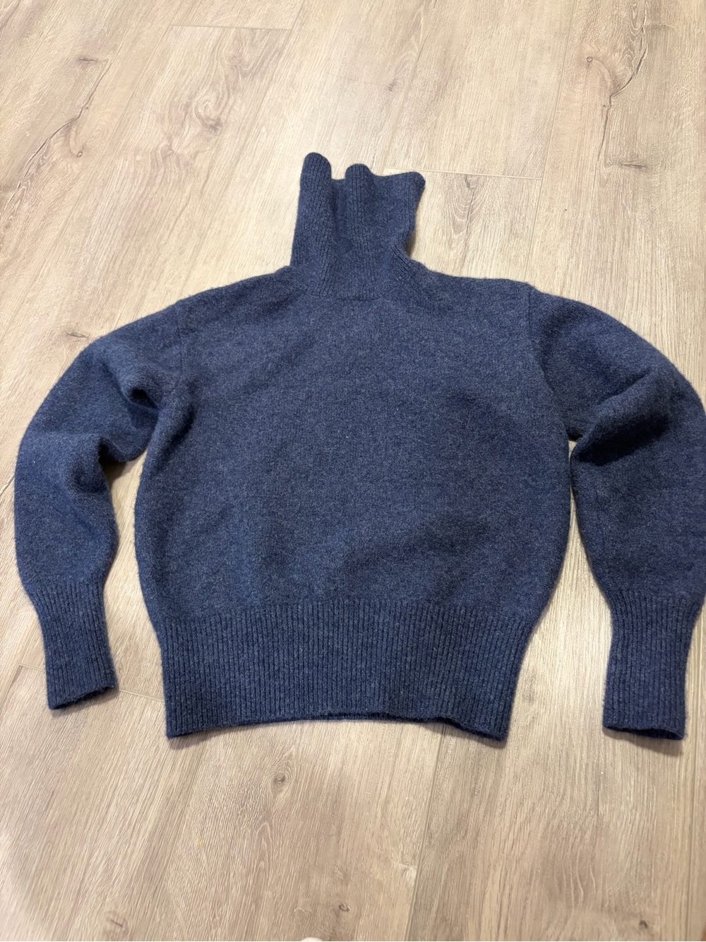 Buck Mason Navy Turtleneck Sweater runs small